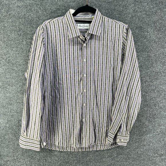 Robert Graham Other - Robert Graham Shirt Mens XL Extra Large Gray Purple Striped Print Long Sleeve
